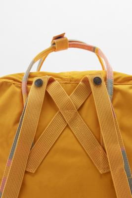 fjallraven kanken warm yellow striped handle backpack