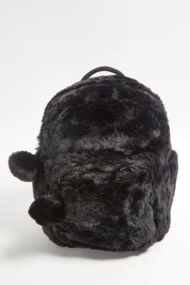 black fluffy backpack