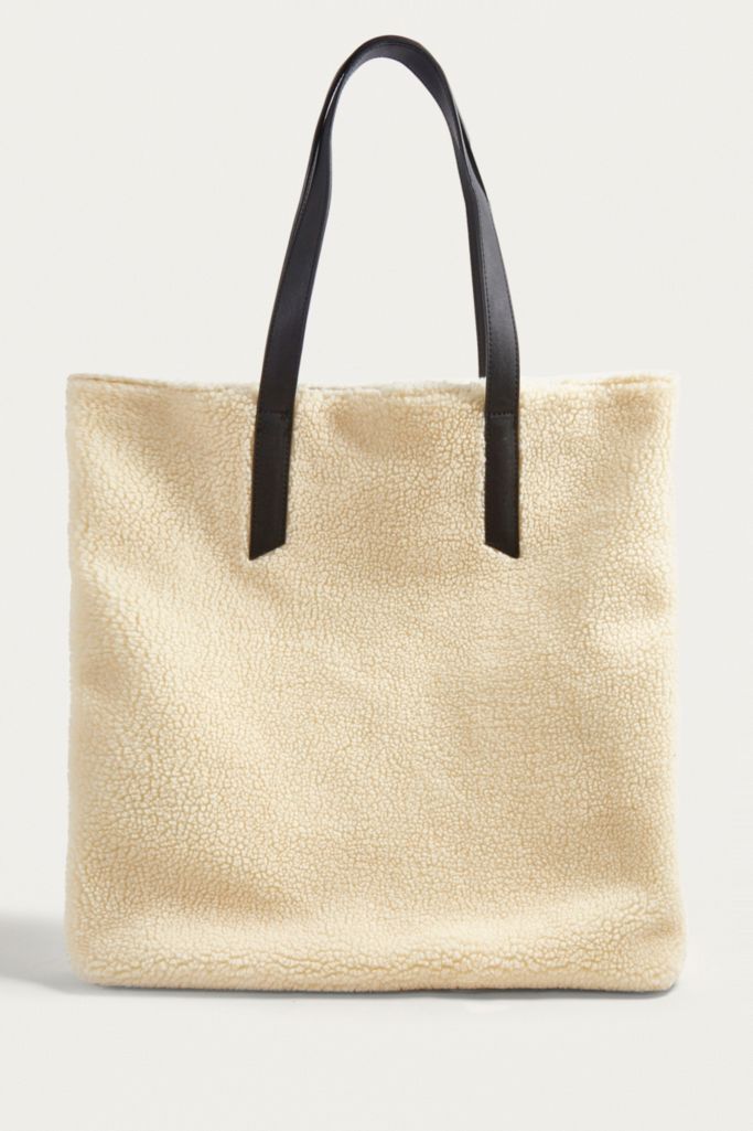 Cream Shearling Tote Bag | Urban Outfitters UK