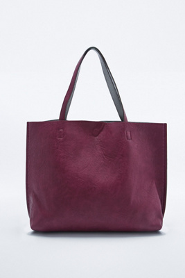 reversible vegan leather oversized tote bag