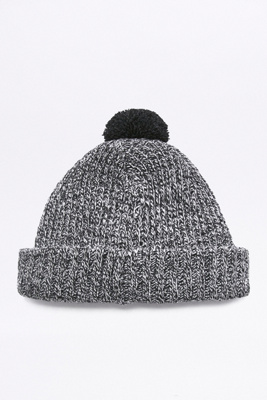 black and white bobble hat