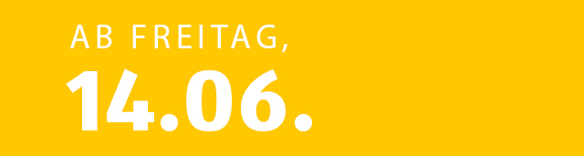 gelbe Kalenderkachel für die Angebote ab Freitag, 14.06.