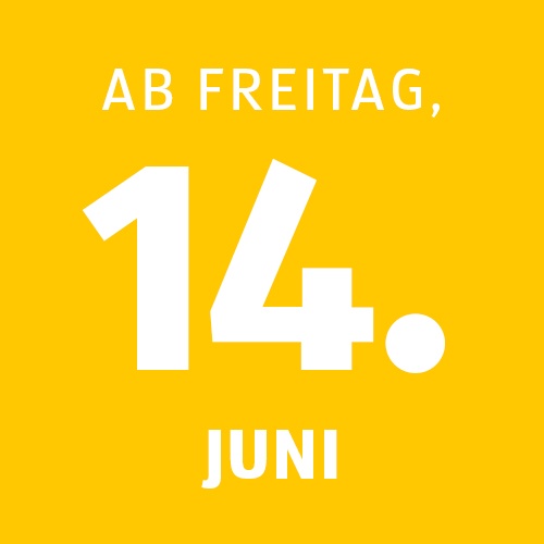 gelbe Kalenderkachel für die Angebote ab Freitag, 14.06.