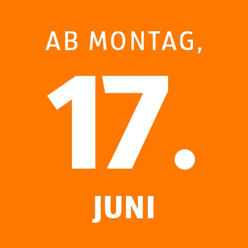 orange Kalenderkachel für Angebote ab Montag, 17.06.2024