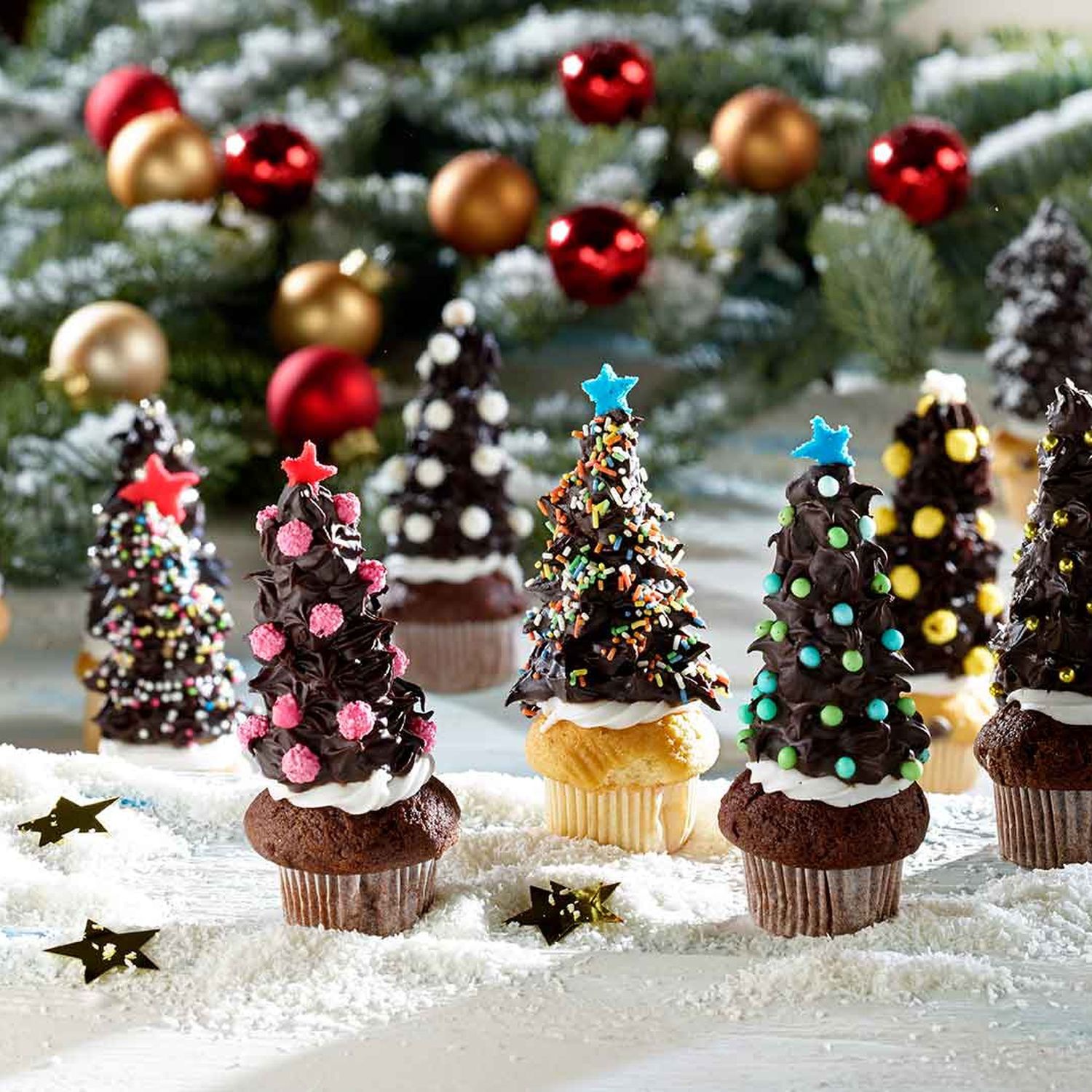 Weihnachtsbaum-Cupcakes