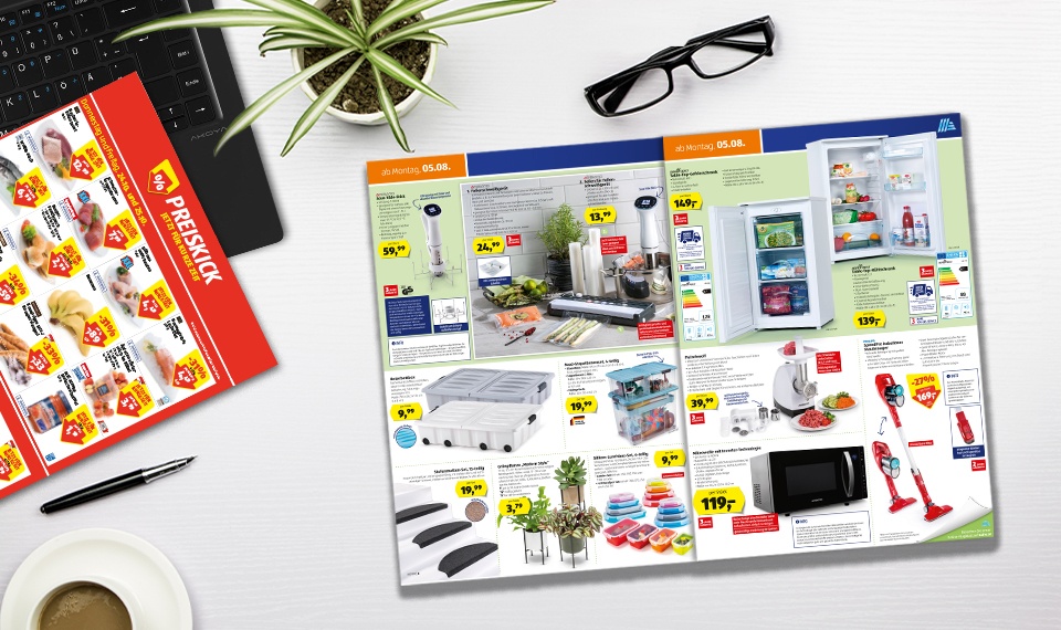 Flugblatt, welches eine Angebotsübersichtsseite darstellt