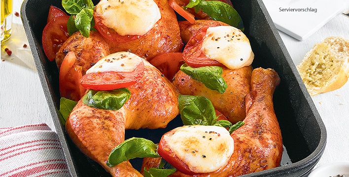 Hahnchenschenkel Mit Tomaten Und Mozzarella Uberbacken Aldi Rezeptwelt