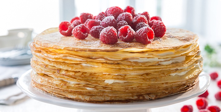 Crêpes-Torte mit Mascarpone und Himbeeren | ALDI Rezeptwelt