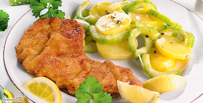 Schnitzel Wiener Art Mit Kartoffel Gurken Salat Aldi Rezeptwelt