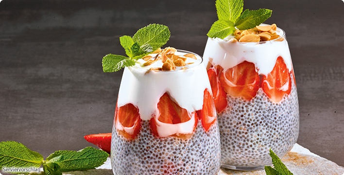 Chia Samen Pudding Mit Griechischem Joghurt Und Erdbeeren Aldi Rezeptwelt