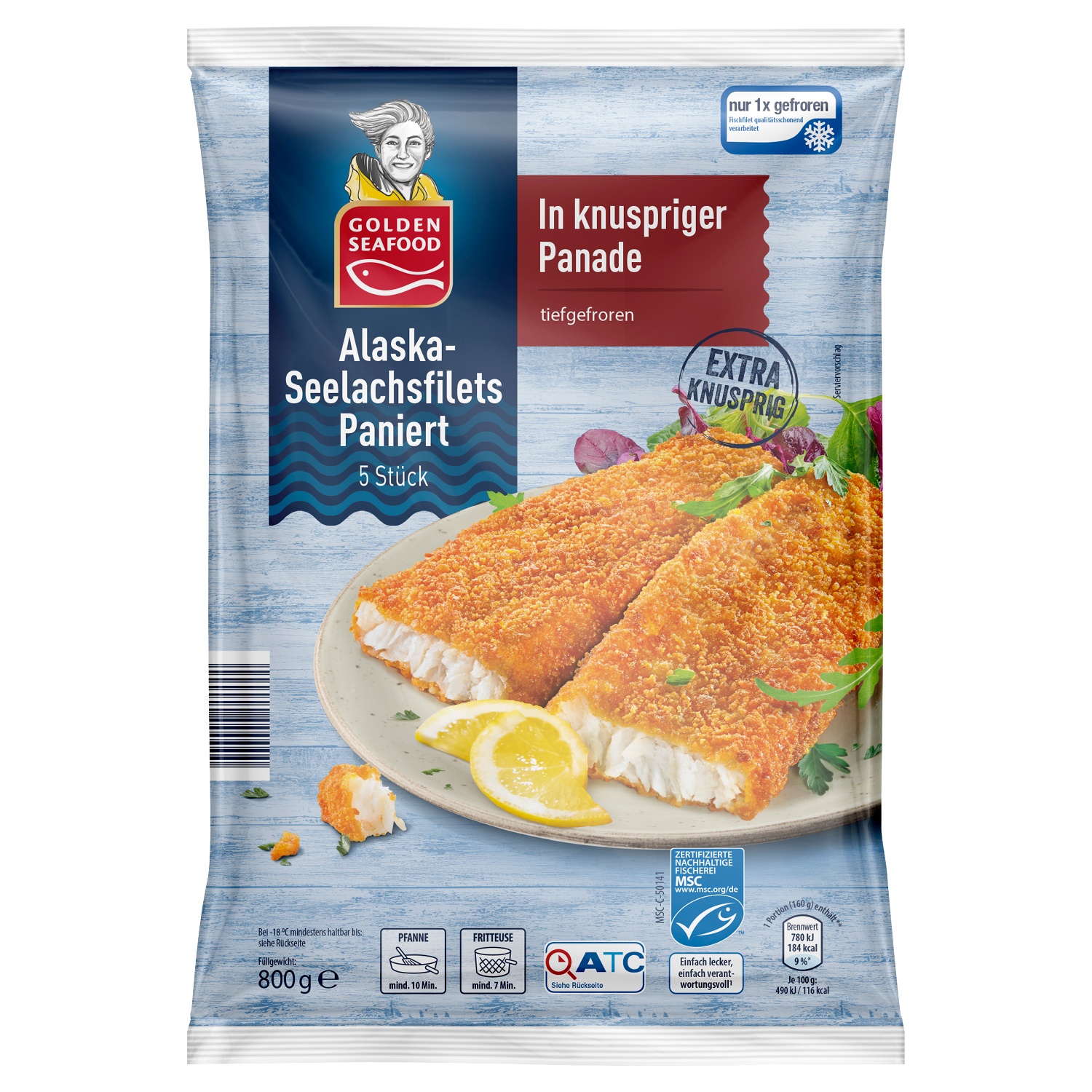 Golden Seafood Alaska-Seelachsfilets paniert 800g | ALDI SÜD