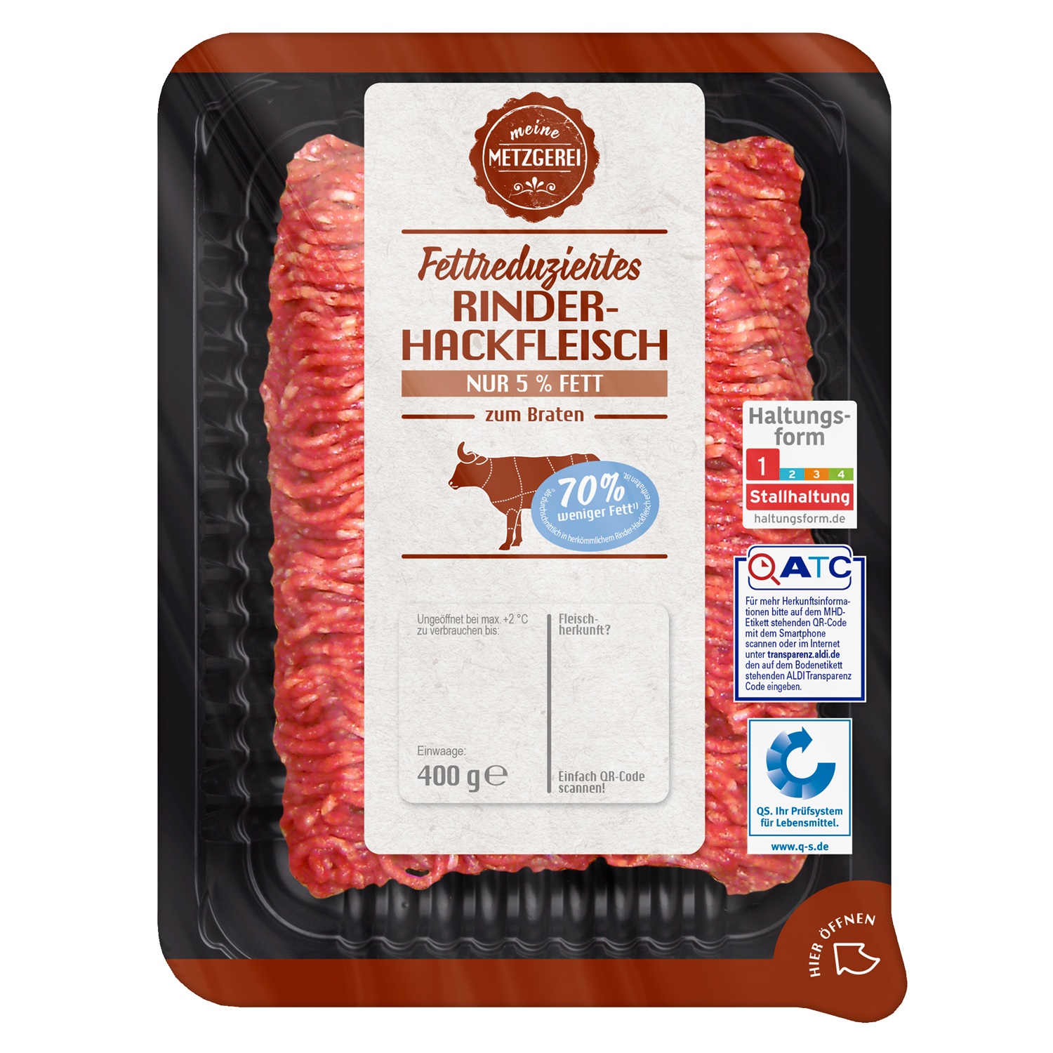 Meine Metzgerei Fettreduziertes Rinderhackfleisch 5 Fett 400g Aldi Sud