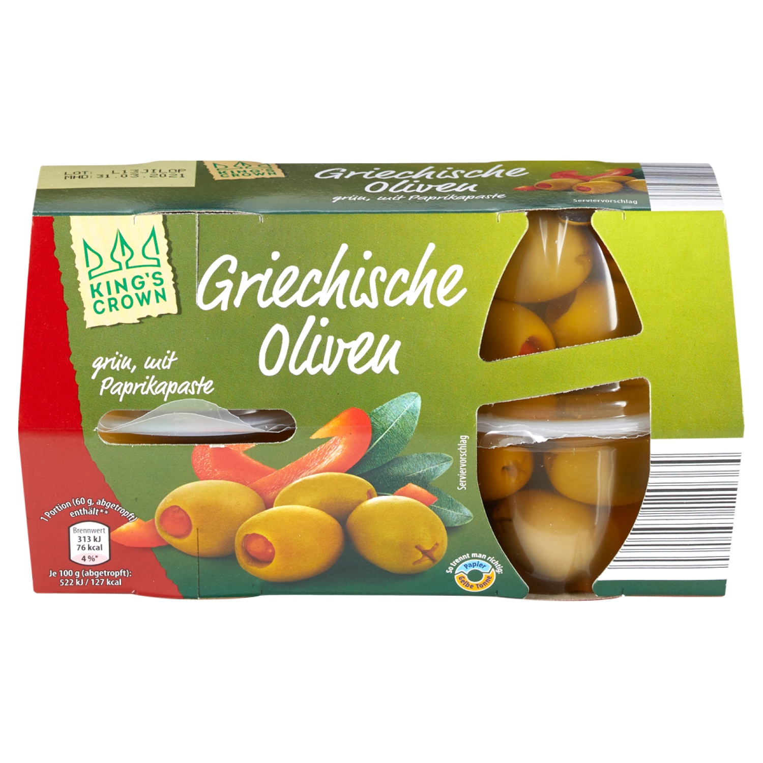 Angebot Aldi Süd KINGS CROWN Oliven Cups 240 g Aldi Süd