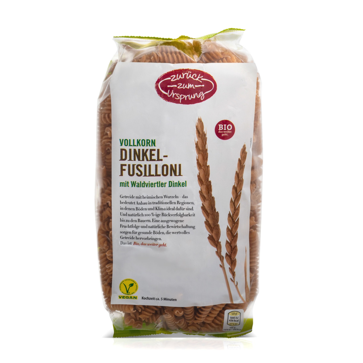 ZURÜCK ZUM URSPRUNG Österr. BIO-Dinkel-Vollkorn-Teigwaren, Fusilloni