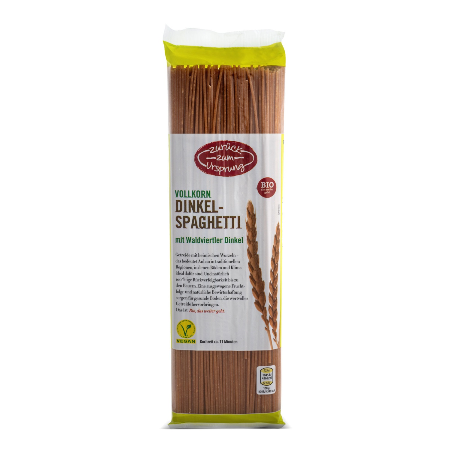 ZURÜCK ZUM URSPRUNG Österr. BIO-Dinkel-Vollkorn-Teigwaren, Spaghetti