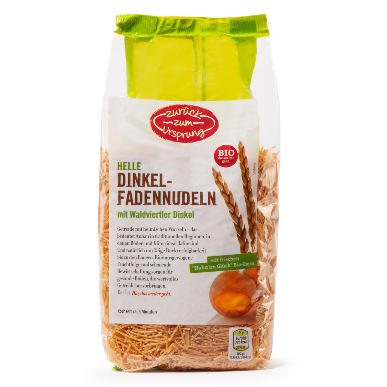 ZURÜCK ZUM URSPRUNG BIO-Dinkelnudeln hell, Fadennudeln