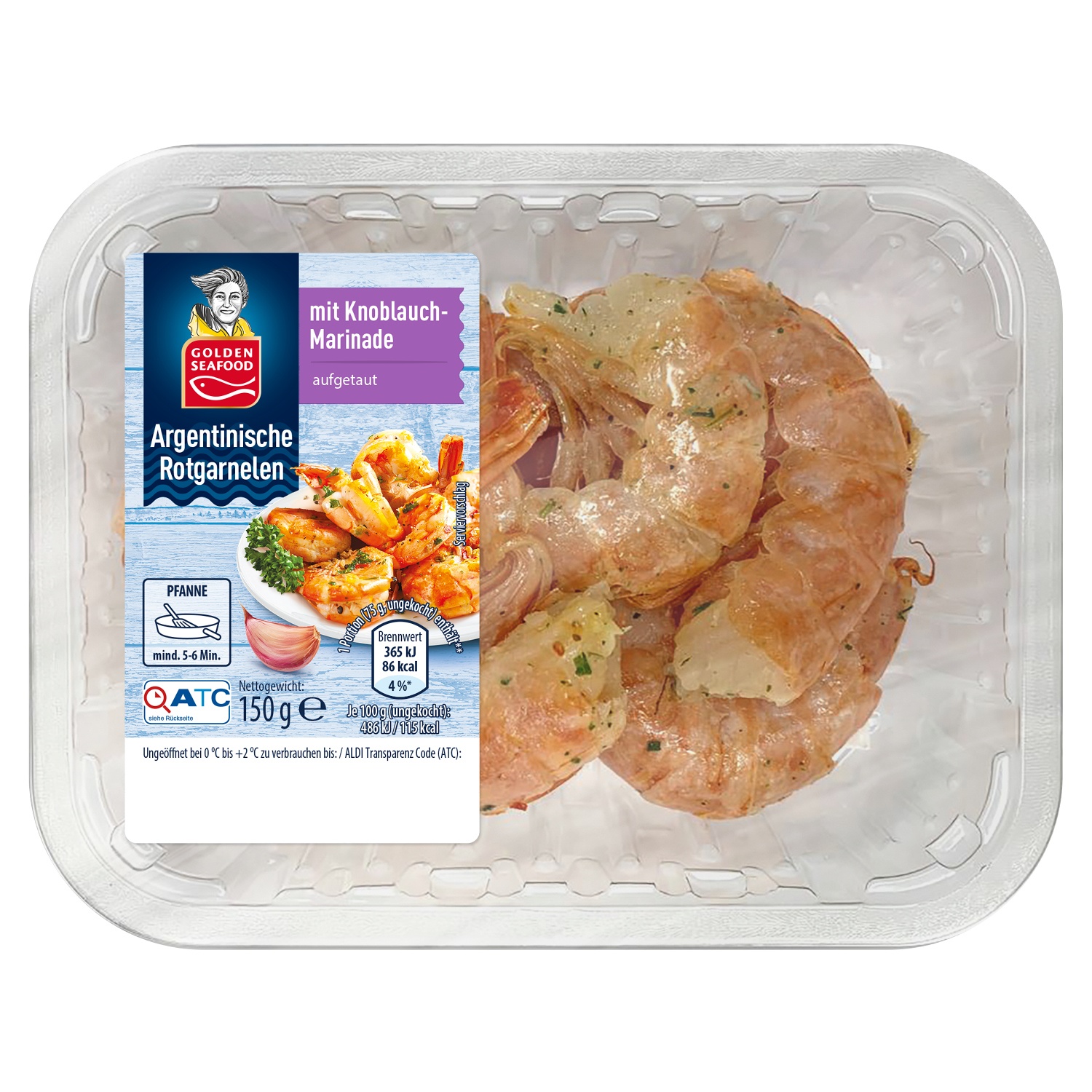 Golden Seafood Argentinische Rotgarnelen 150 G Aldi Sud