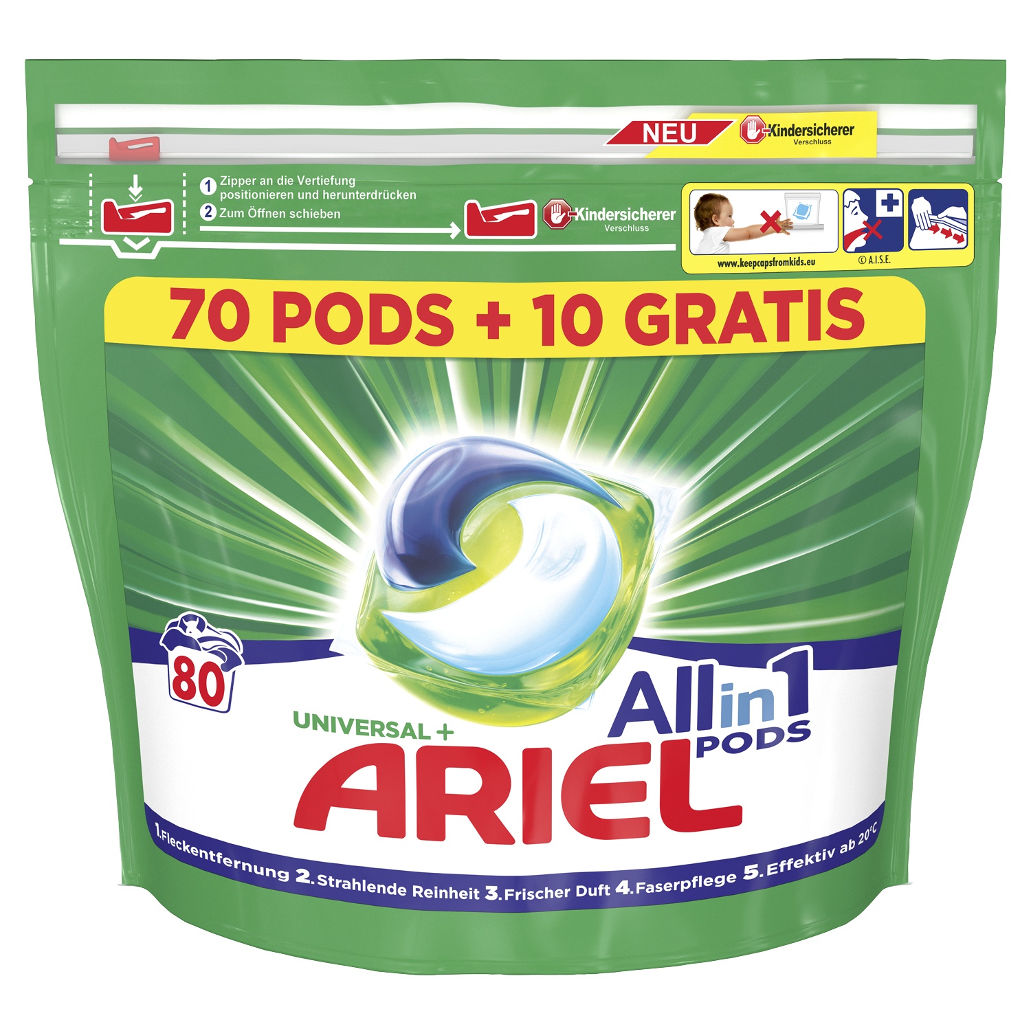ARIEL Waschmittel All-in-1 PODS Universal 70 + 10 WL