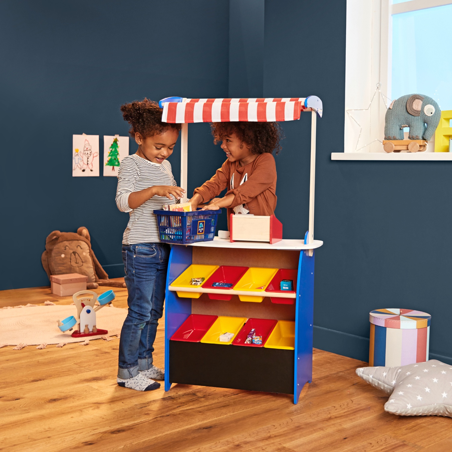 Playland Holz-Spielküche Kinderküche mit Aufsatz Holzküche Spielzeugküche 