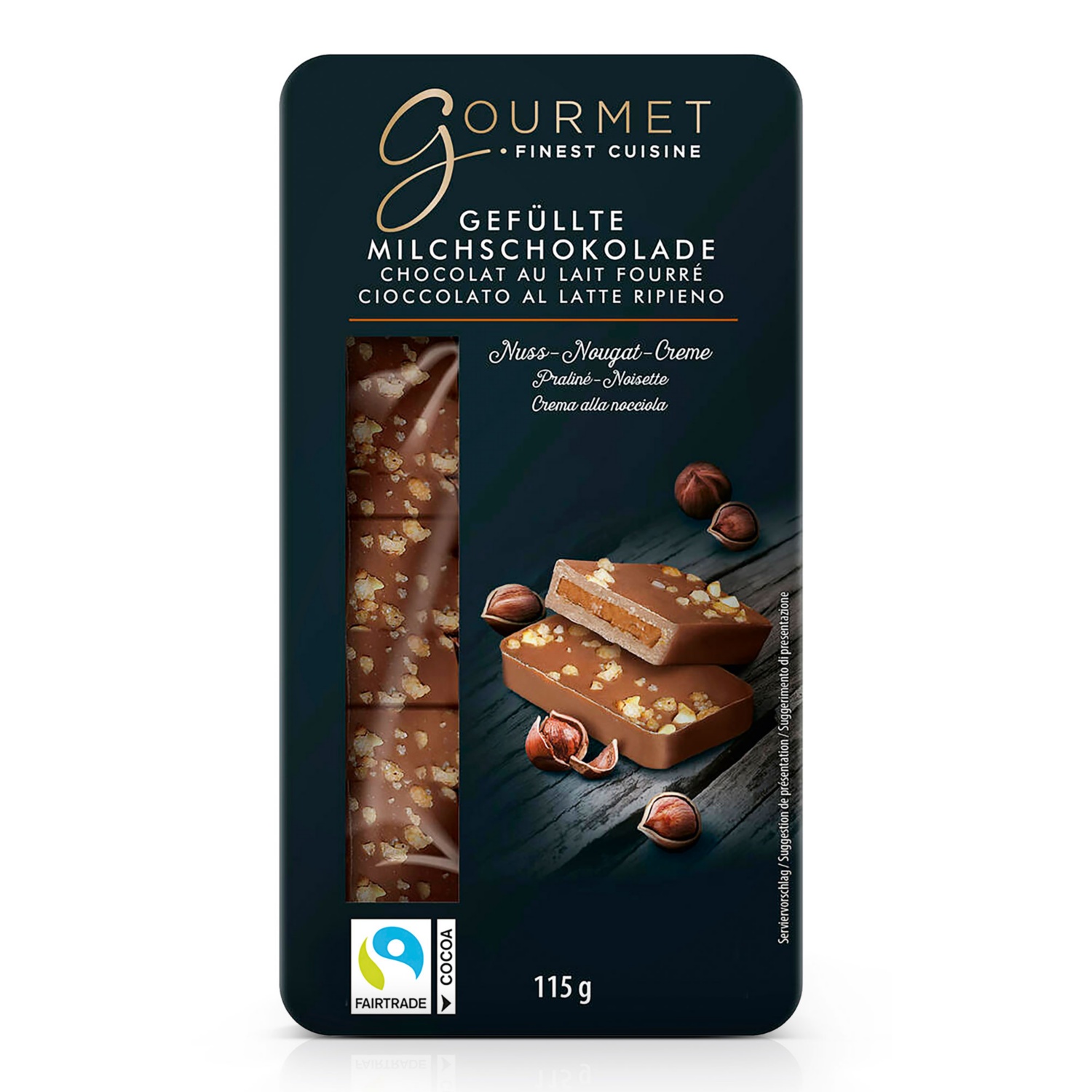 GOURMET Gefüllte Schokoladentäfelchen, Nuss-Nugat