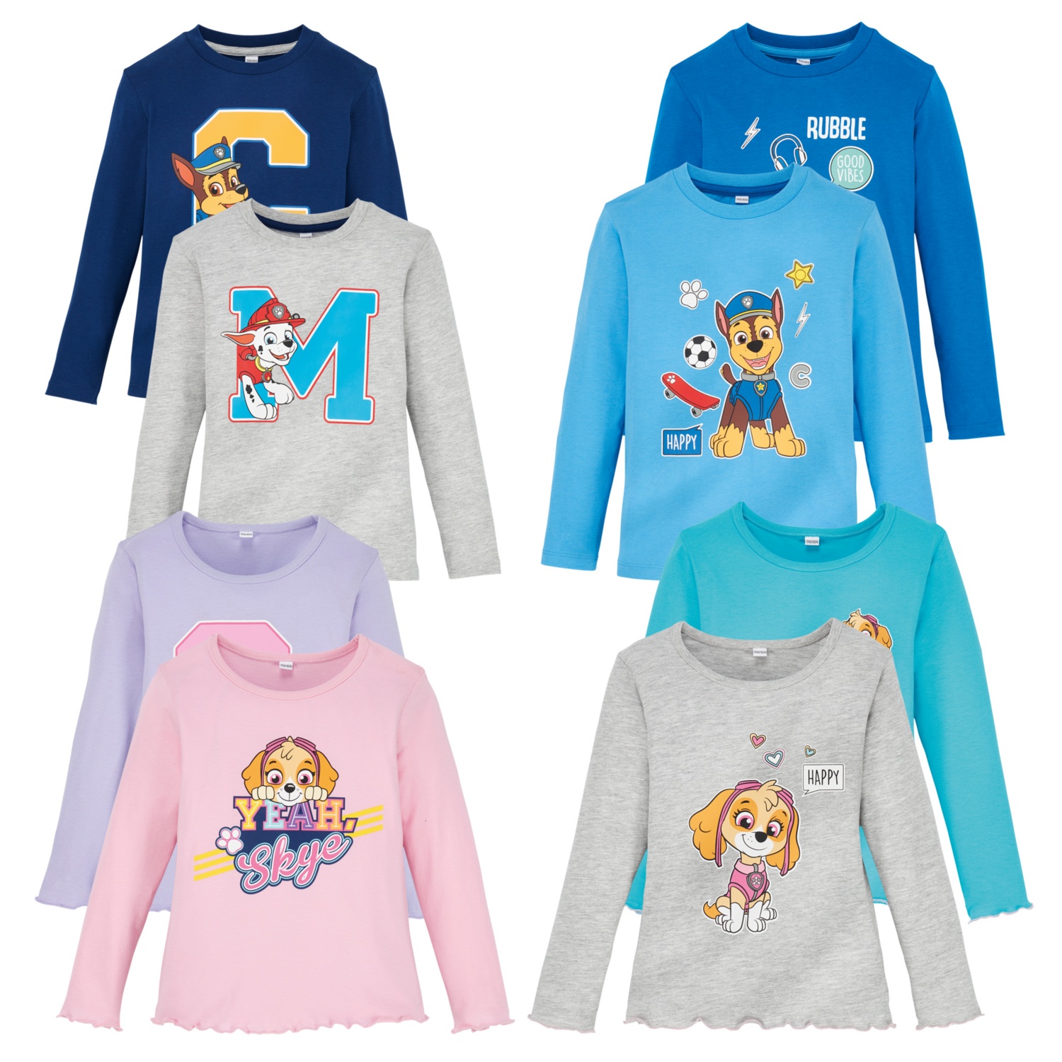PAW PATROL Kleinkinder-Langarmshirt, Doppelpkg.