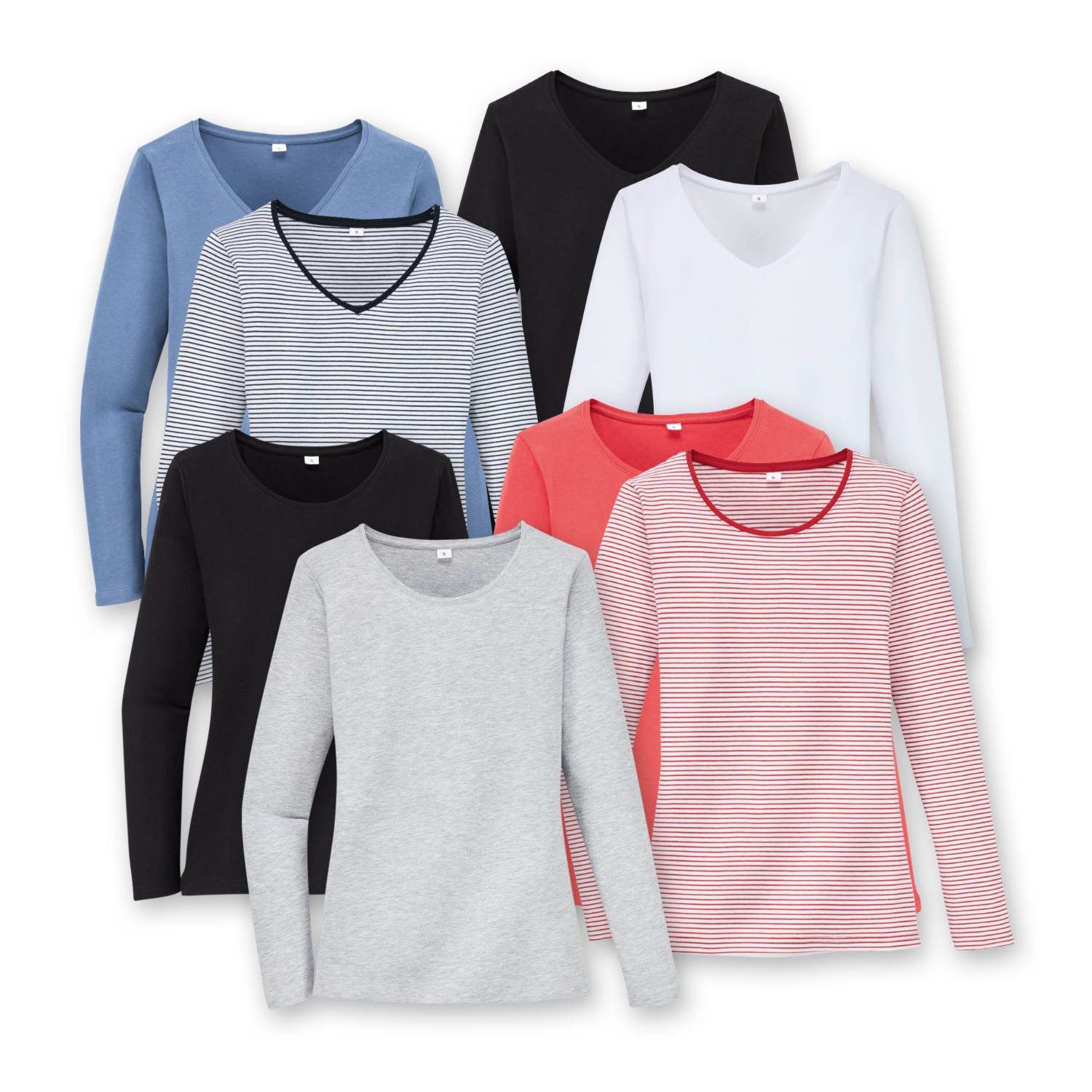 BLUE MOTION Damen-Basic-Shirts, Baumwolle (BIO), Doppelpkg.