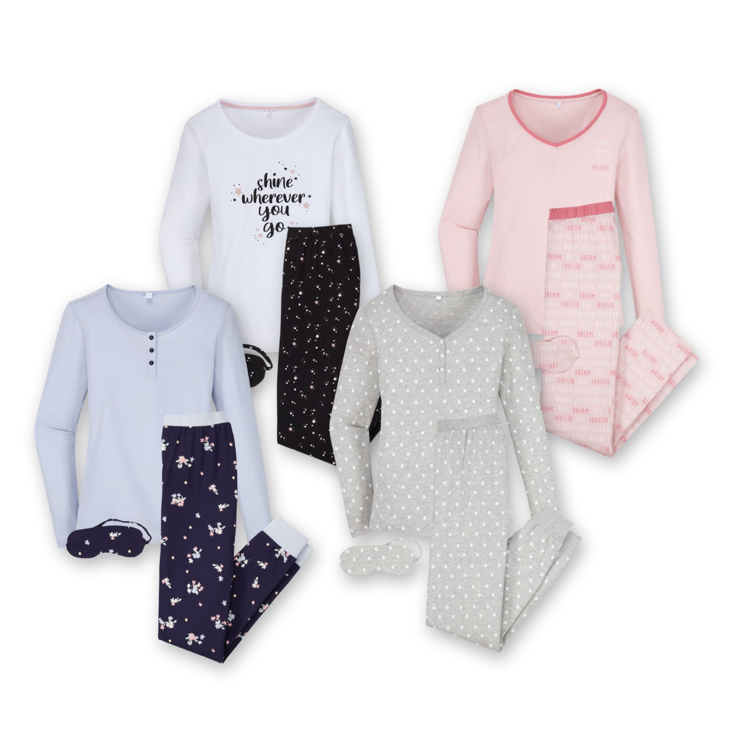 BLUE MOTION Pyjama mit Maske für Damen