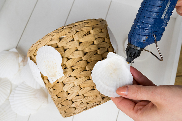 Blumentopf mit Muscheln