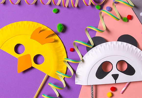 DIY-Tiermasken für die Faschingsparty aus Papptellern selber basteln