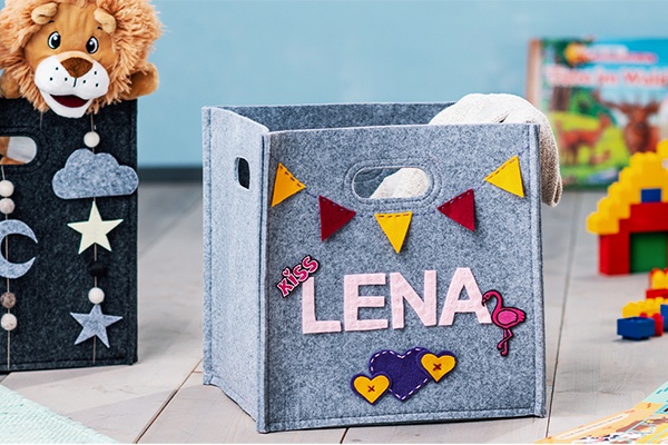Aufbewahrungsboxen für das Kinderzimmer schön verziert