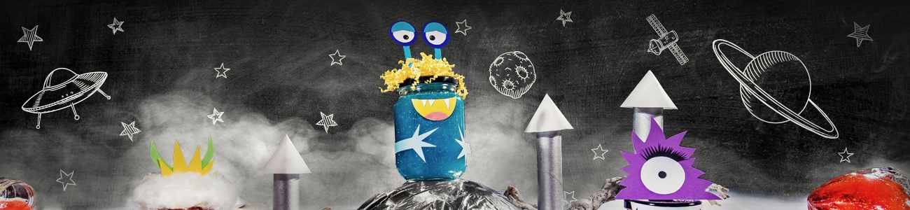 DIY Glitzerschleim ohne Kleber mit lustigen Monstern zum Selbermachen