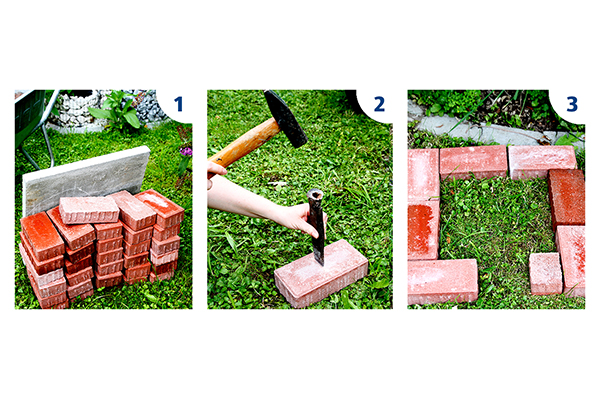 Drei Schritte - Ziegelsteine