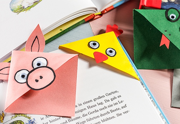 DIY Tier-Lesezeichen wie Schweine, Hennen oder lustige Schlangen