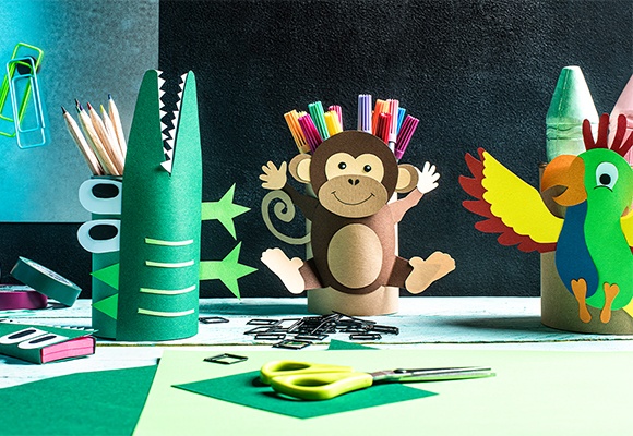 Tierische Motive für Stiftehalter sind am Bild