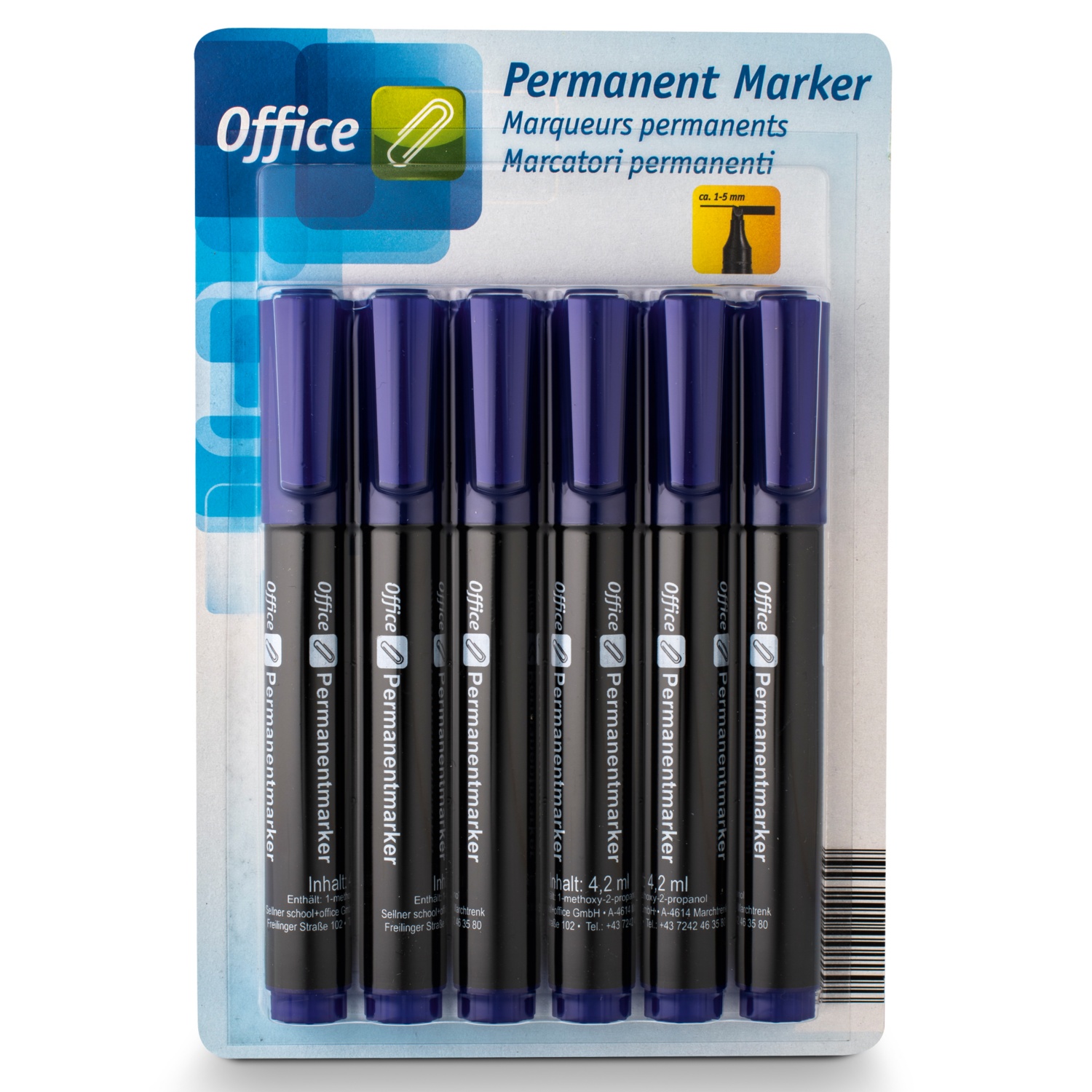 OFFICE Permanent Marker, Keilspitze, Blau HOFER