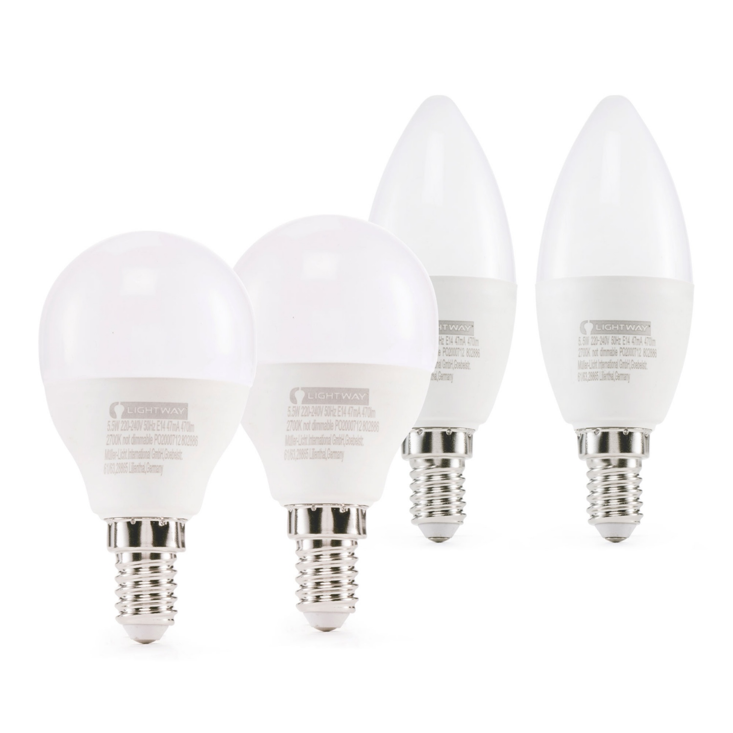LIGHTWAY LED-Leuchtmittel, Doppelpackung E14