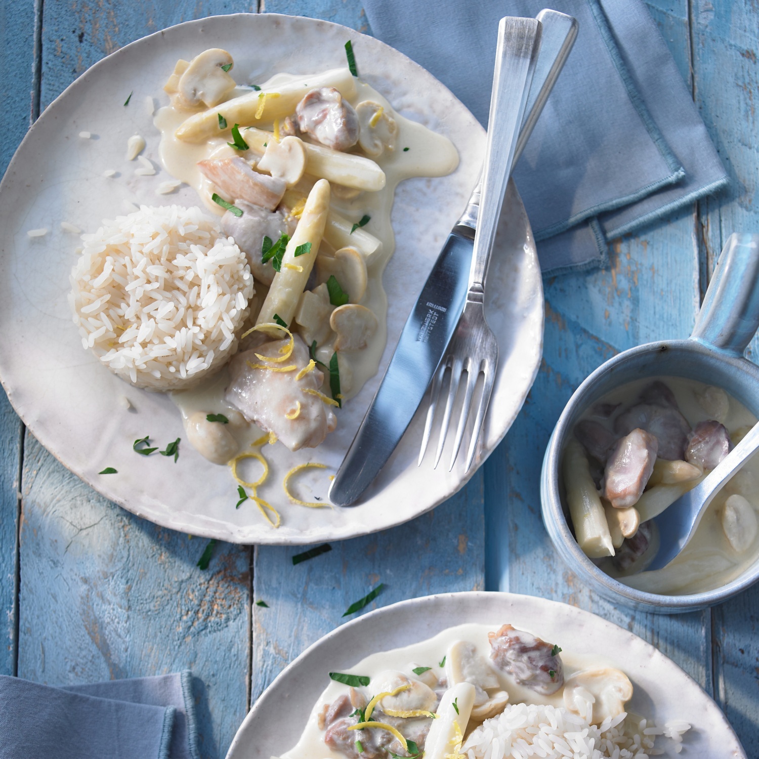 Frikassee vom Landhuhn und Spargel mit Reis | ALDI Rezeptwelt