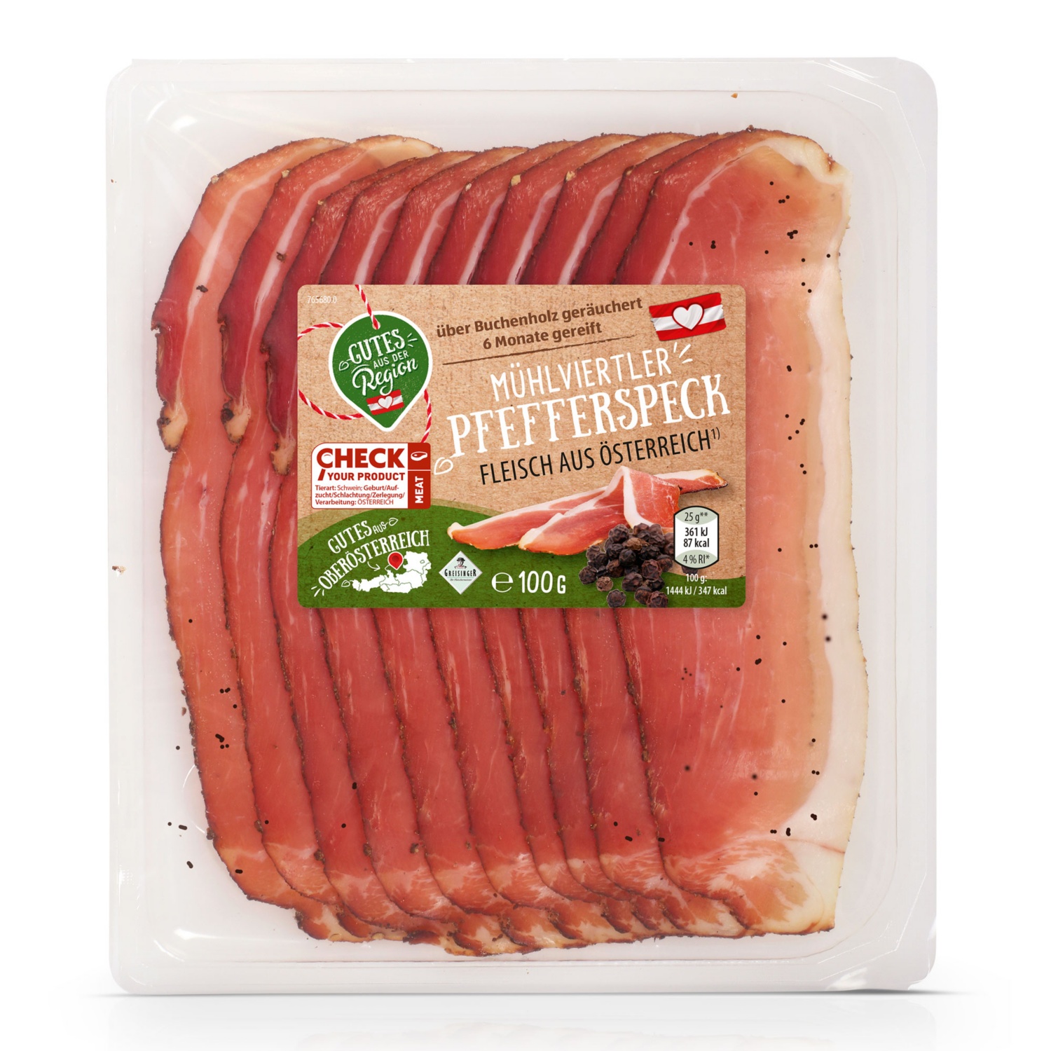 GUTES AUS DER REGION Alpenspeck mit Pfeffer