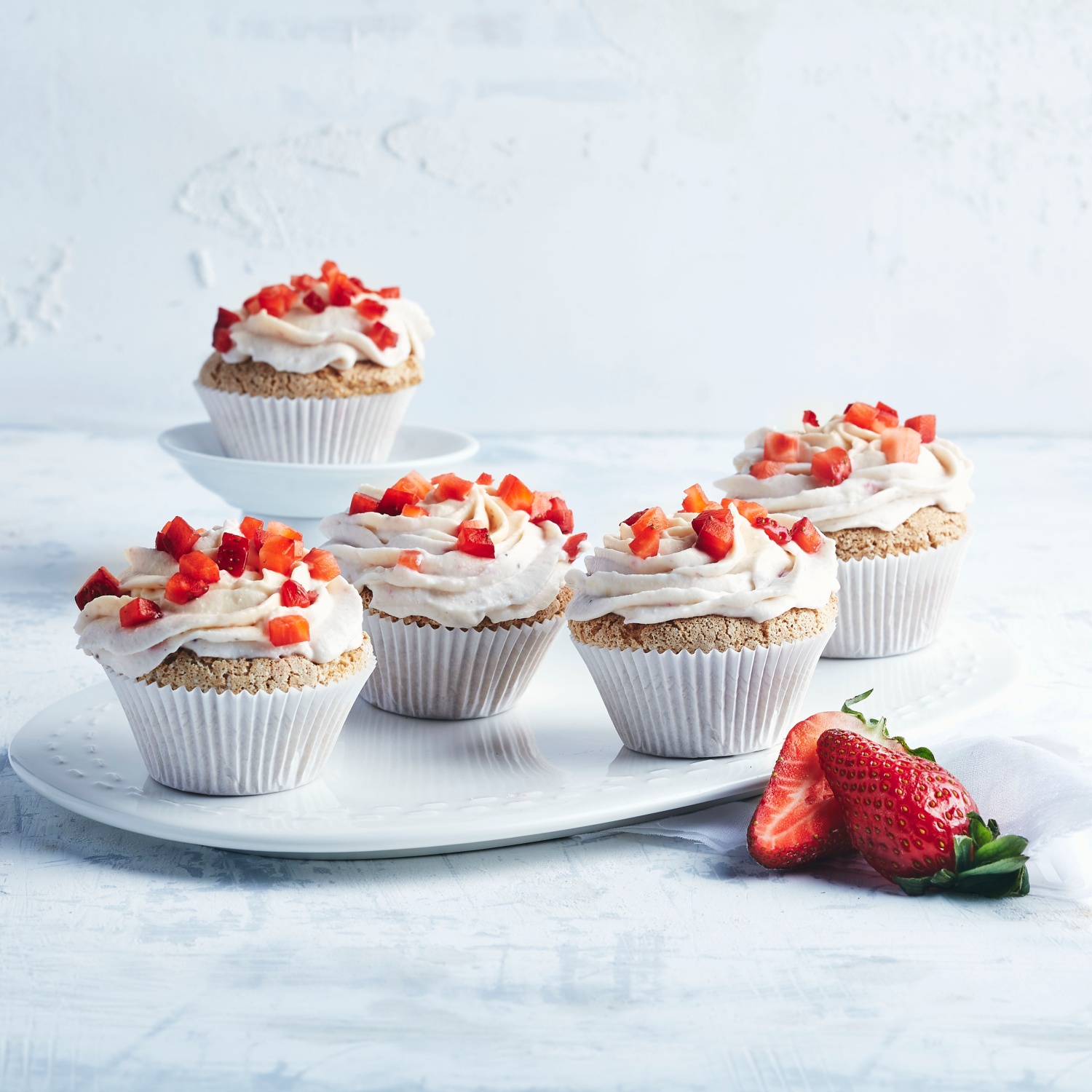 Cupcakes mit Erdbeer-Mascarponetopping
