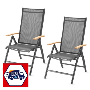Alu-Klappsessel Holzoptik 2er-Set
