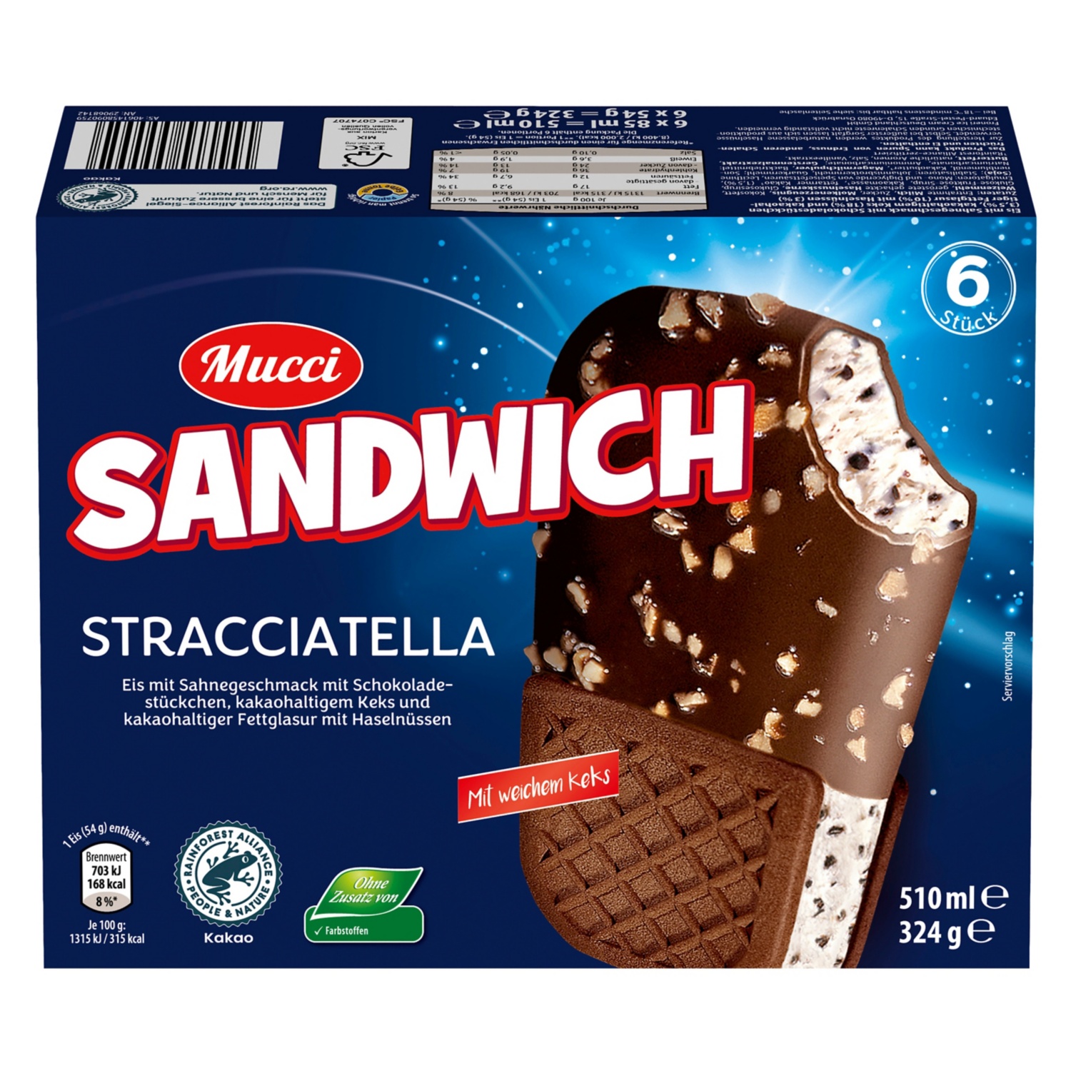MUCCI Sandwichs glacés stracciatella