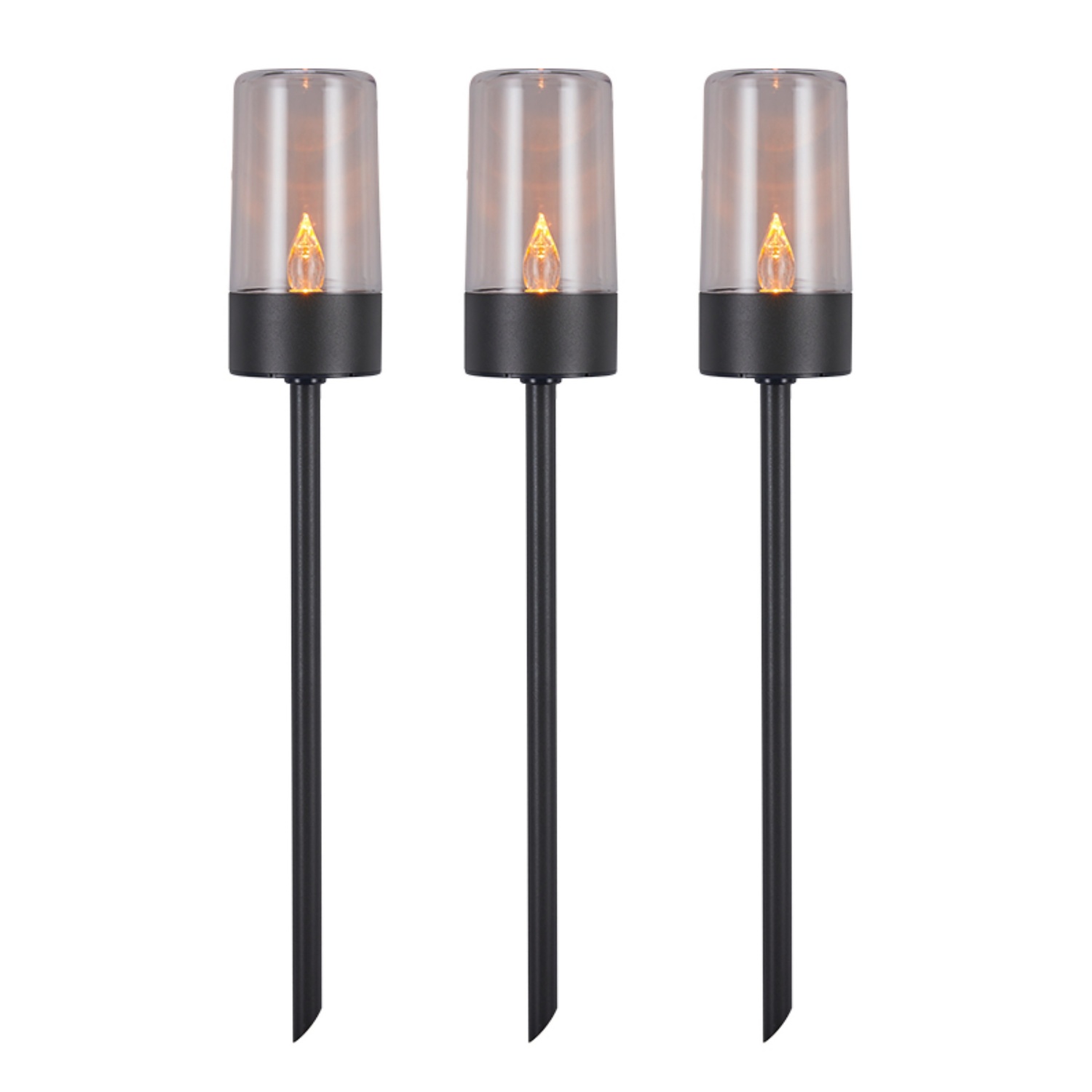 Navaris 4x LED Solar Edelstahl Gartenfackel - 9,1 X 91cm - Garten