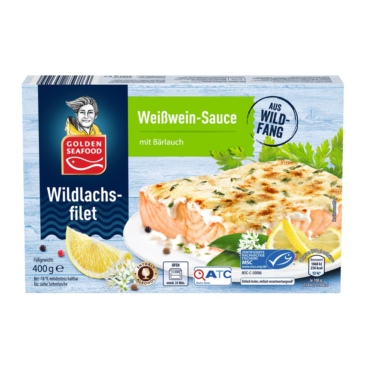 GOLDEN SEAFOOD Wildlachsfilet mit Sauce 400 g