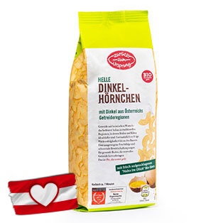 ZURÜCK ZUM URSPRUNG BIO-Dinkelnudeln, hell, Hörnchen