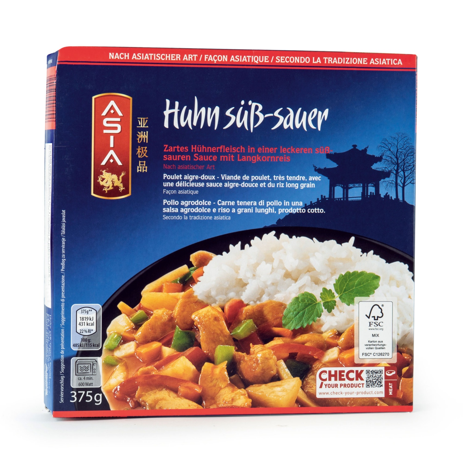ASIA Chinesisches Fertiggericht, Huhn süß-sauer