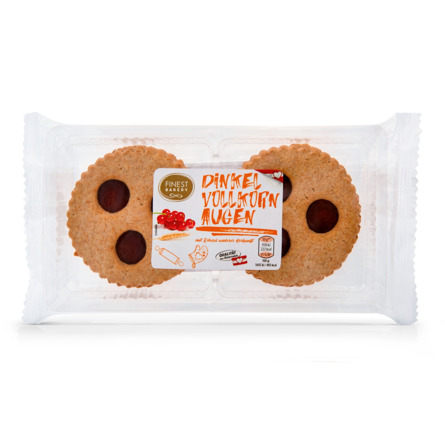 FINEST BAKERY Mürbgebäck Augen, Dinkelvollkornaugen
