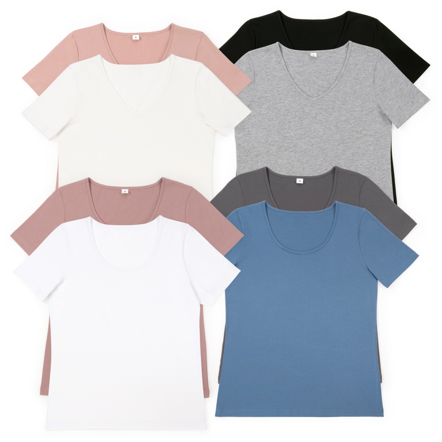 BLUE MOTION Damen-Basic-Shirts, Baumwolle (BIO), Doppelpkg.