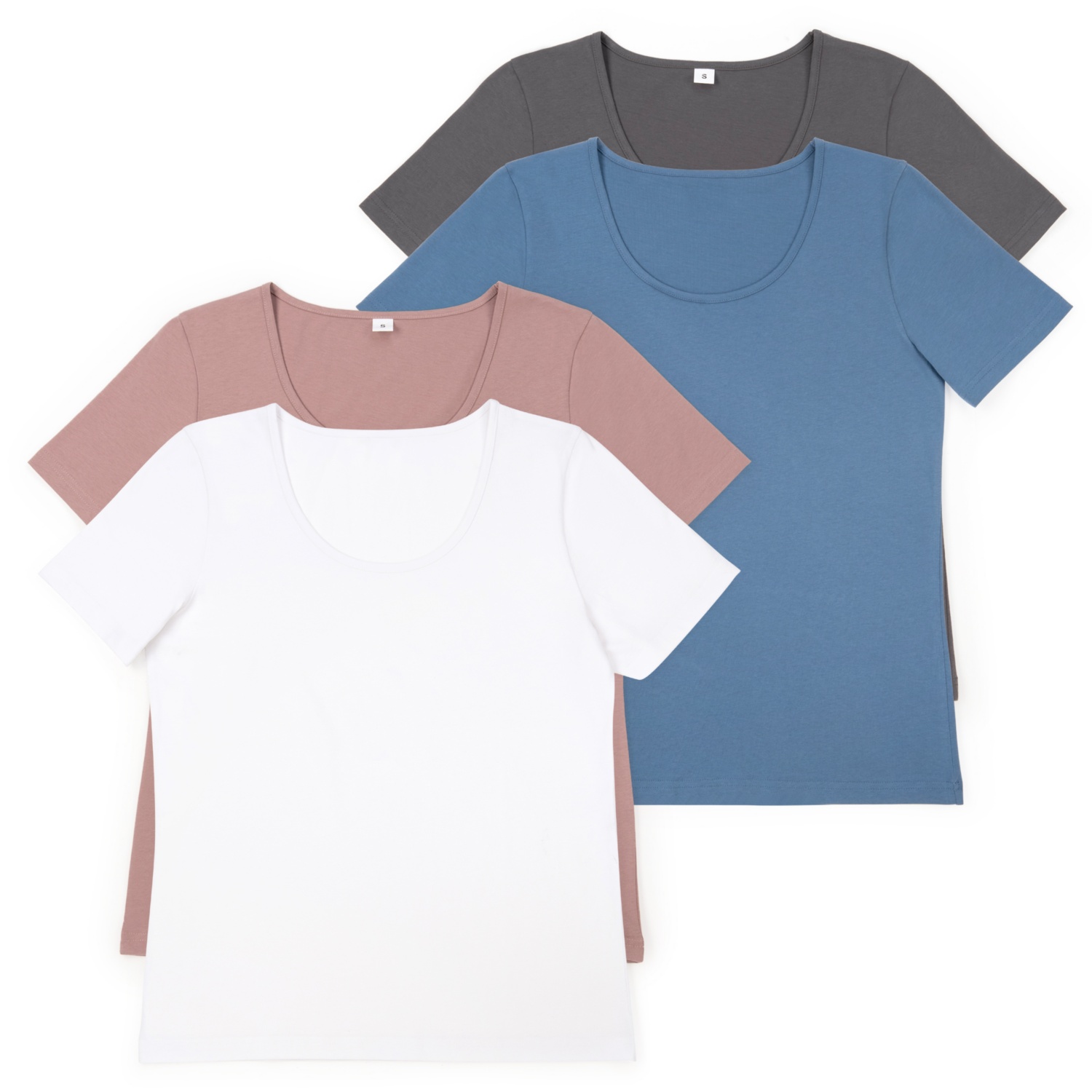 BLUE MOTION Damen-Basic-Shirts, Baumwolle (BIO), Doppelpkg.
