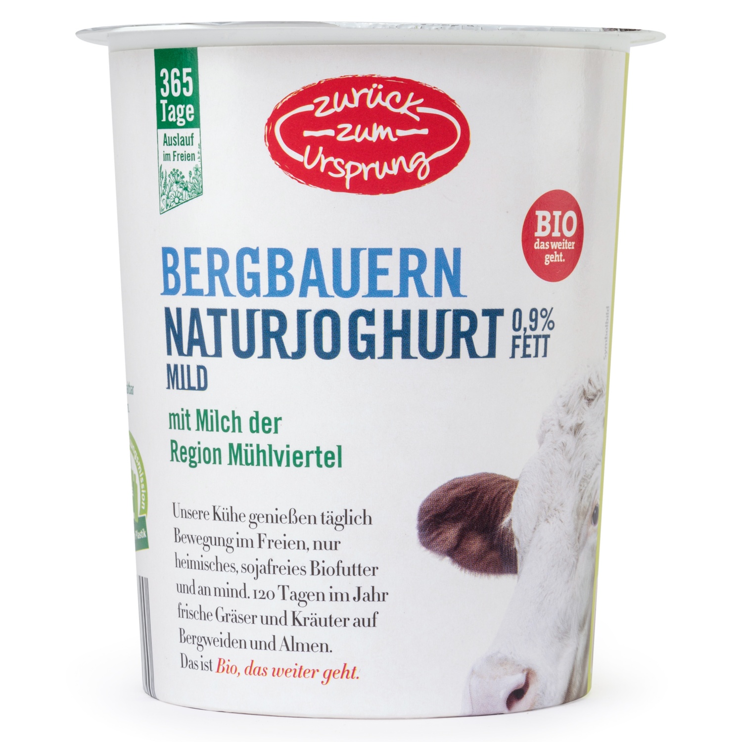ZURÜCK ZUM URSPRUNG Österr. Bio-Bergbauern-Naturjoghurt, 0,9 % Fett
