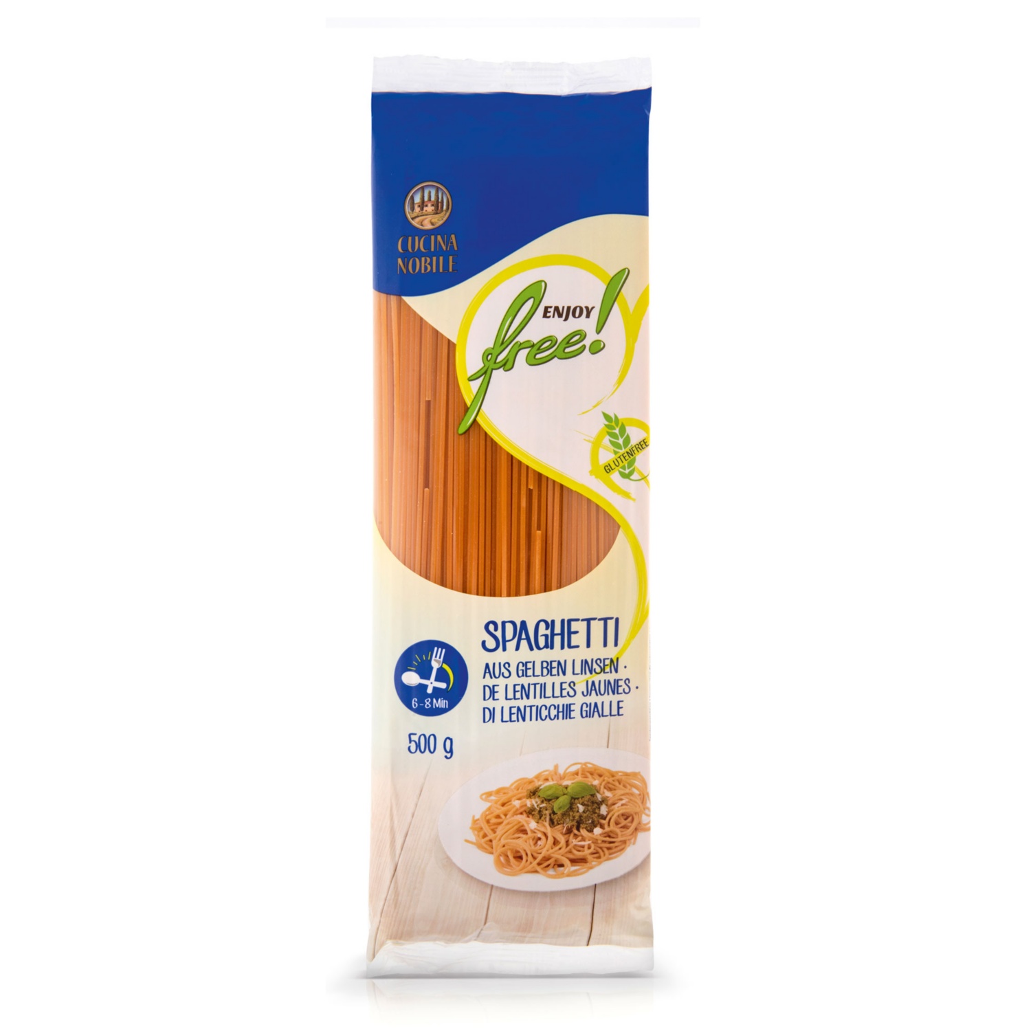ENJOY FREE! Gemüsepasta, Spaghetti aus gelben Linsen